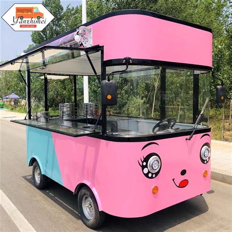 4 Wheels Electric Food Truck Mobile Kitchen Coffee Catering Cart Food