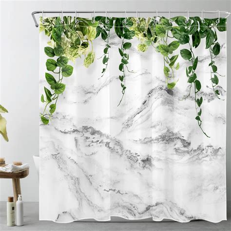 HVEST Green Leaves Shower Curtain For Bathroom Decor Eucalyptus Leaves