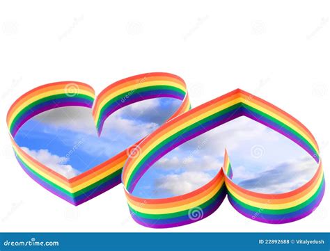 Dos Corazones Pintura De Un Indicador Del Gay Del Seis Color Foto De Archivo Imagen De