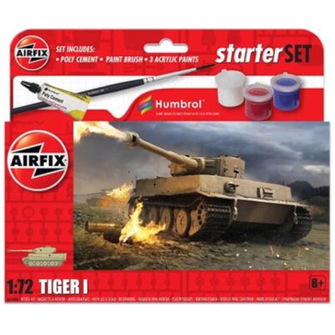 Airfix 1:72 Tiger I Tank Model Starter Set With Paints