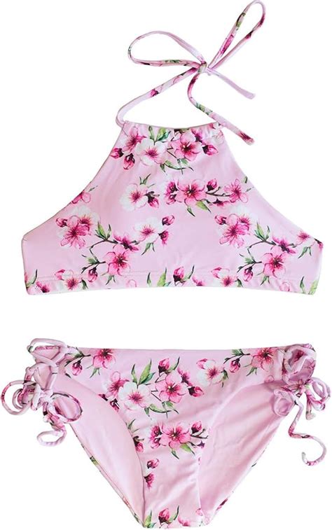 Amazon Flowa Powa 2 Piece Bikini Halter Top Set For Tween And Teen Girls Clothing Shoes