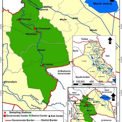 Map Of Al Diwaniyah River And The Sampling Stations Download