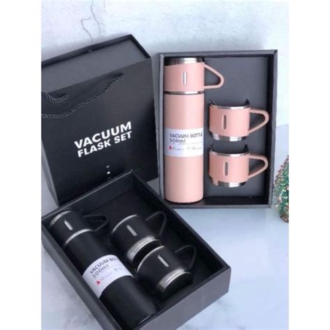 Leo Ml Vacuum Flask Gift Box Set With Portable Mugs Hot And Cold Insulated Bottle