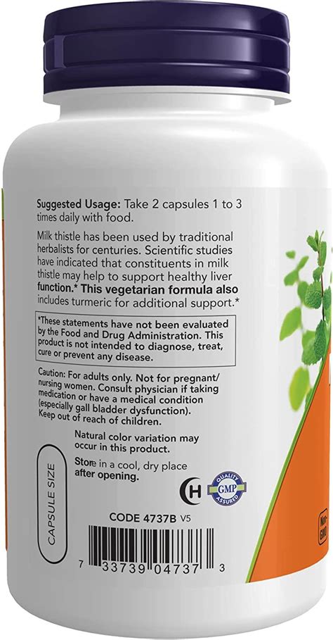 Now Foods Silymarin Milk Thistle Extract Mg Veg Capsules