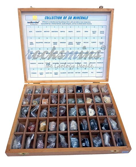 Buy Rocksmins Collection Of 50 Minerals In Wooden Box Mi50wb A Set Of