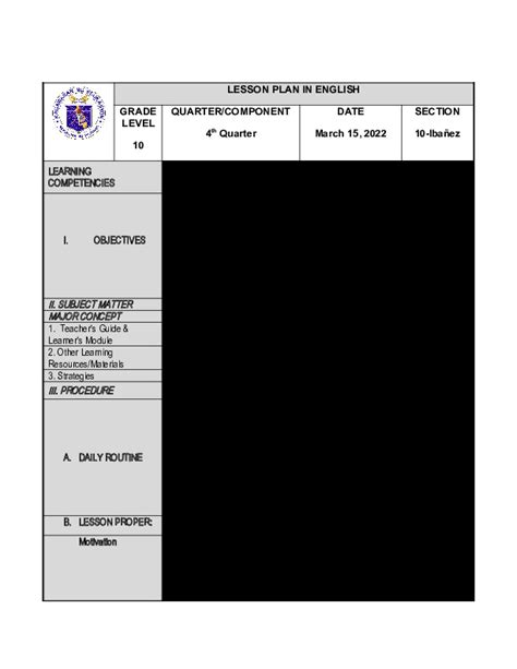 kenoh lesson plan  english  technical operational definition