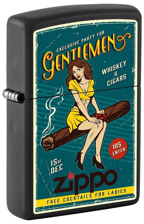 Zippo Lighter Cigar Pin Up Girl Black Matte 81329