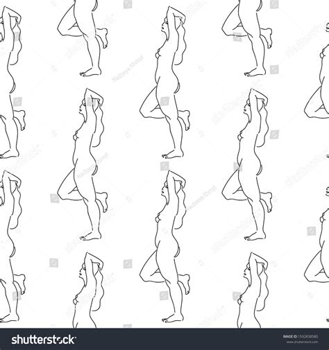Standing Gentle Female Nude Vector Seamless Stock Vector Royalty Free 1592838580 Shutterstock