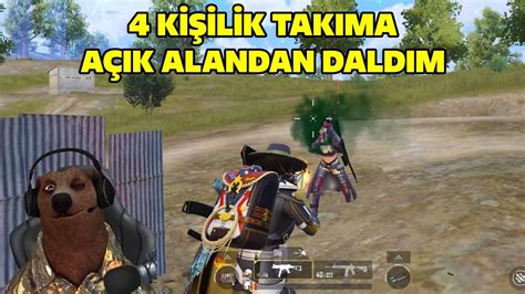 4 KİŞİLİK TAKIMA AÇIK ALANDA RUSH ATTIM PUBG Mobile ONE MAN SQUAD