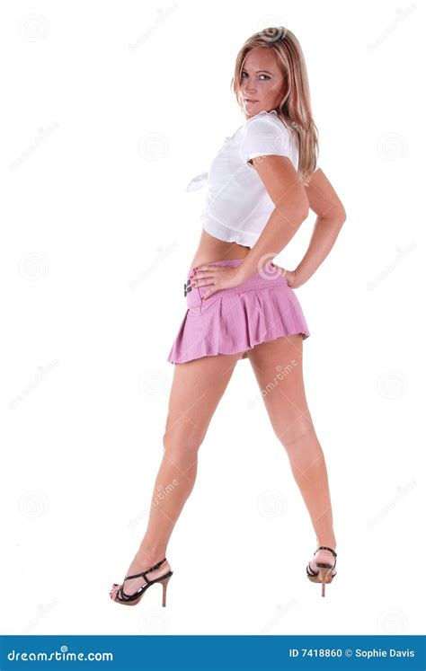 Femme Sexy Blonde Photo Stock Image Du Isolement Jupe 7418860