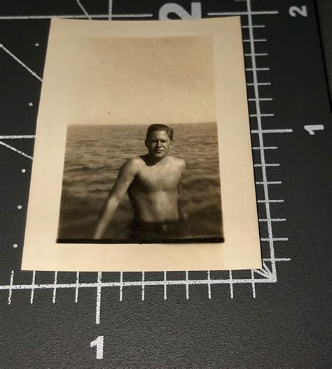S Shirtless Beefcake Muscle Man Navy Sailor Vintage Gay Int Snapshot Photo