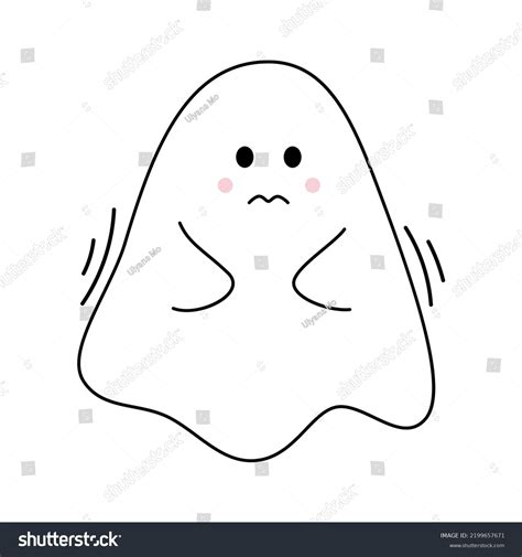 Vector Cute Sad Ghost Spirit Flat Stock Vector (Royalty Free ...