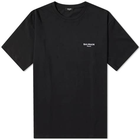 Balmain Flock Small Logo T Shirt Black And White End Gb
