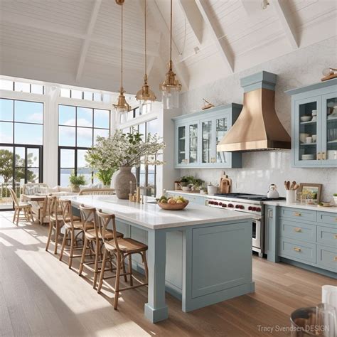 30 Beautiful Blue Kitchen Cabinet Ideas To Inspire Coastal Kitchen