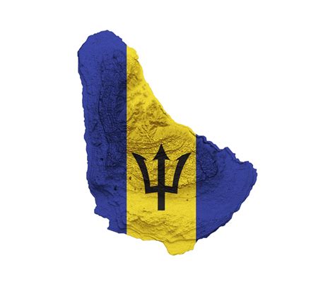 barbados map   flag colors blue  yellow shaded relief map