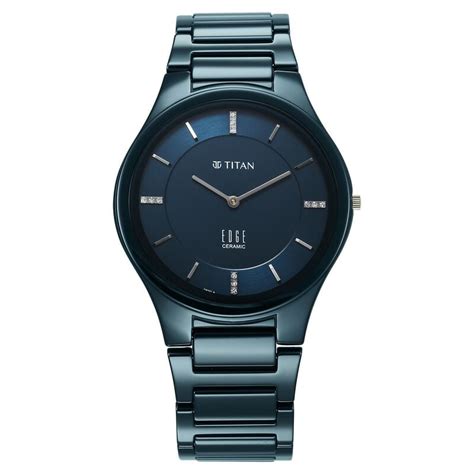 buy  titan edge ceramic quartz  atlantic blue dial