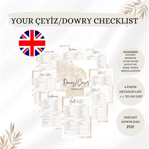 Deluxe Dowry List Trousseau Checklist In English Checklist For The