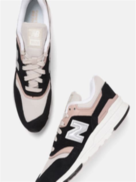 Buy New Balance Women Off White And Black Woven Design Suede Sneakers