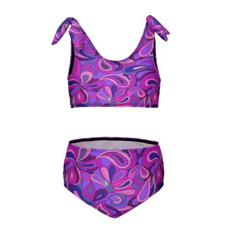 Psychedelic Hippie Purple Tears Girl S Piece Bikini Set Beach Sport Swimsuit Swimwear Y