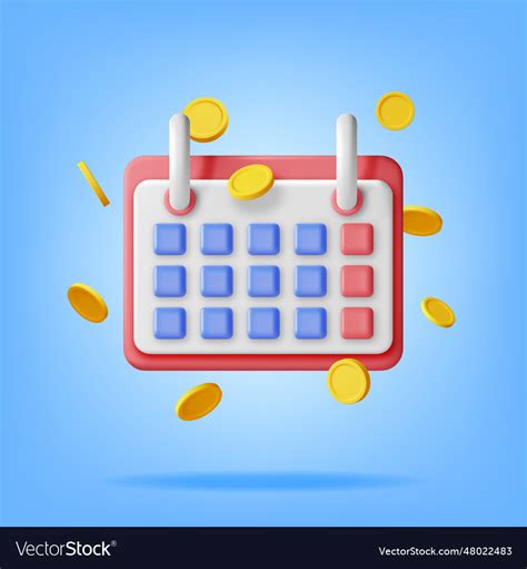 calendar  golden coins royalty  vector image