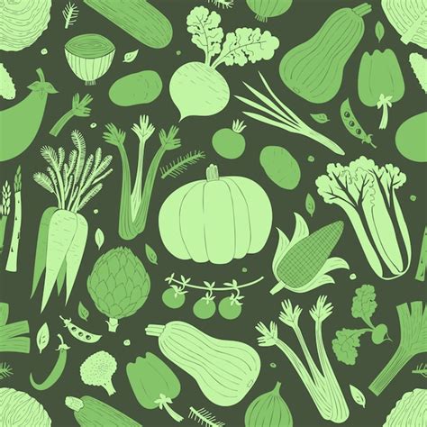 Premium Vector Cartoon Hand Drawn Vegetables Seamless Pattern