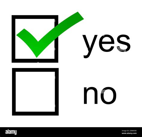 A Yes No Checkbox With Green Yes Box Checked Stock Photo Alamy