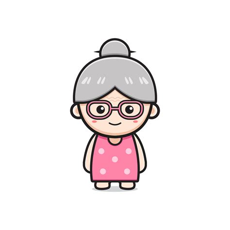 cute grandmother character cartoon icon illustration  vector art