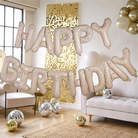 Nude And Gold Speckle Happy Birthday Balloon Bunting Ginger Ray