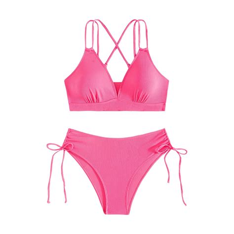Jjhgvb Bikini Sets Bathing Suit Women S Bikini Sets Two Piece Swimsuit V Neck High Waisted