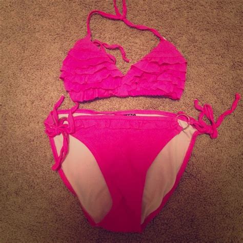Swim Hot Pink Bikini With Ruffles Poshmark