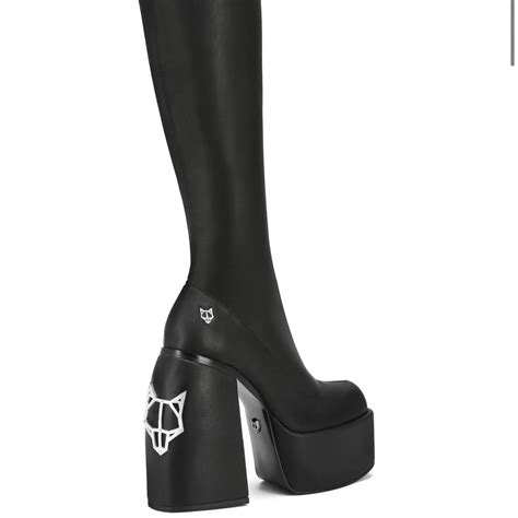 Naked Wolfe Women S Black And Silver Boots Depop