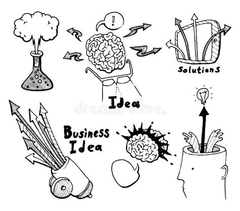 Esboço Ajustado ícones Das Garatujas Do Conceito Da Ideia Do Negócio