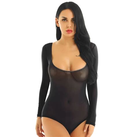 Womens Sexy Erotic Lingerie Belly Dance Bodysuit Mesh See Through Blouses Bust Opened Dance Wear