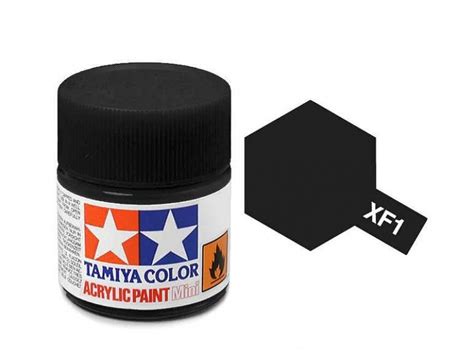 Tamiya Acrylic Mini XF-1 Flat Black - 10ml Jar | TAM81701 | Tamiya