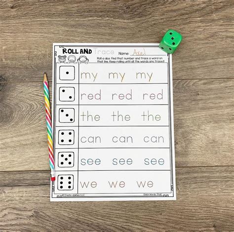 Roll And Trace Sight Word Practice Editable Sight Word Practice Word