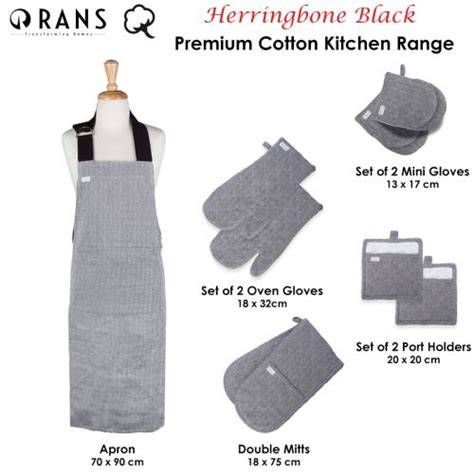 Herringbone Black Premium Cotton Kitchen Range By Rans