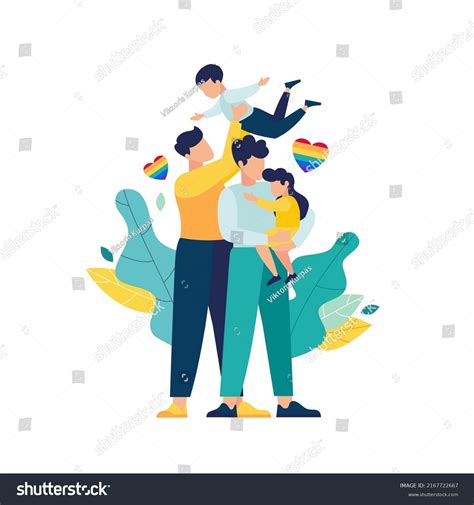 Familia LGBT pareja homosexual gay con vector de stock libre de regalías