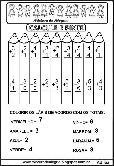 VOLTA ÀS AULAS MATEMÁTICA PARA IMPRIMIR E COLORIR Mistura de Alegria