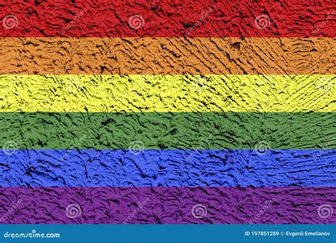 LGBTQ Ou Bandeira Do Orgulho Gay No Gesso Decorativo Ou Na Textura De Concreto Contexto Abstrato