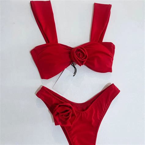 Uaang Micro Folral Bikini Women Swimsuit Female Swimwear Thong Bikinis Set Brazilian Beach