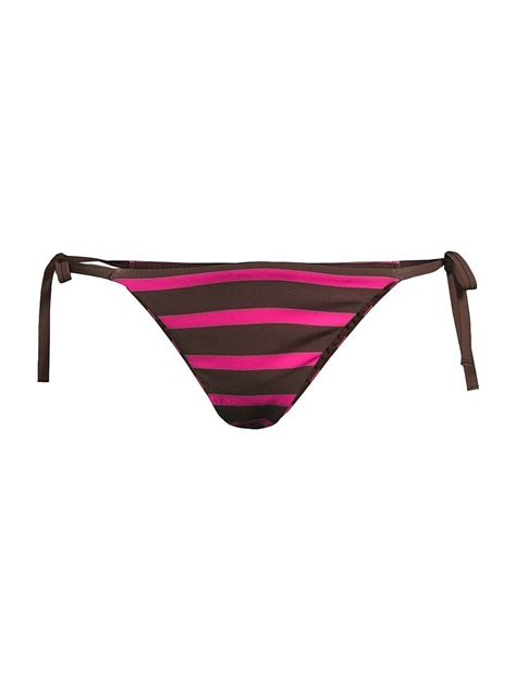 Cynthia Rowley Striped String Bikini Bottoms Brown Pink Editorialist