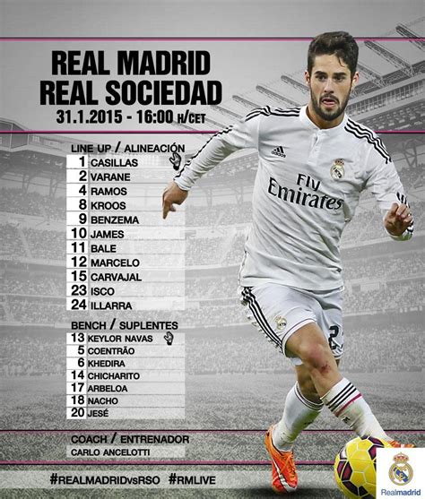 confirmed lineups real madrid  real sociedad la liga managing madrid