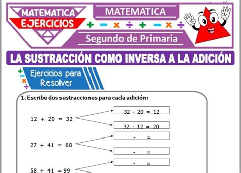 Ejercicios De La Sustracci N Como Inversa A La Adici N Para Segundo De