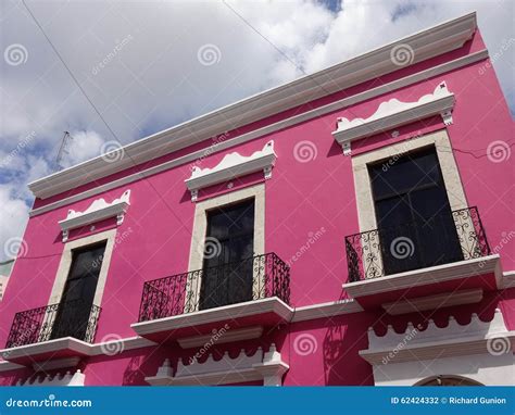 Colorful Pink Building In Merida Stock Photo Image Of Colonial