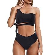 Amazon Mooslover Women Cutout One Shoulder High Waisted Bikini High Cut Two Piece Swimsuits