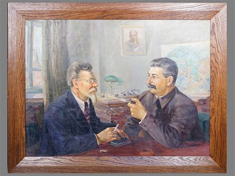 Картина в раме. Неизвестный художник, «Разговор Сталина с Калининым ...