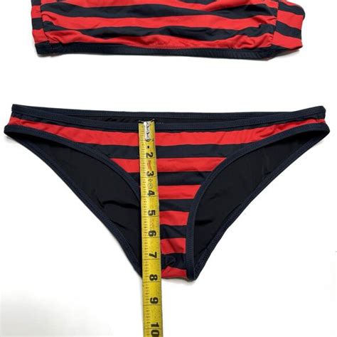 Kate Spade Swim Kate Spade Saturday Blackred Striped Bandeau Bikini Topbottoms Medium