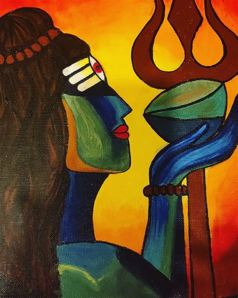 Pixelartz Canvas Painting Lord Shiva Modern Art Painting For Home Decor