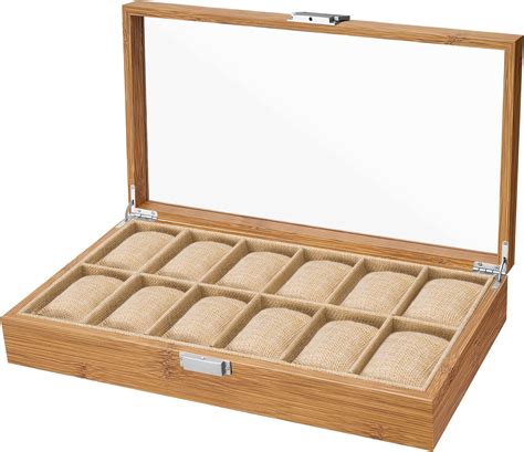 Readaeer Watch Box 12 Slots Mdf Watch Display Case Storage