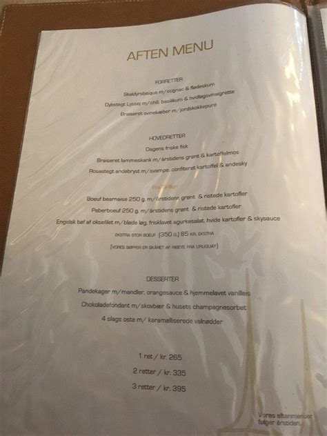 Menu at Restaurant Upstairs, Roskilde